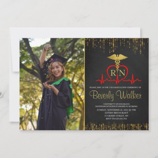 Invitation Photo Elegant Nursing School Graduation (Devant)