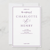 Invitation Photo Elegant Purple QR Code et Mariage RSVP (Devant)