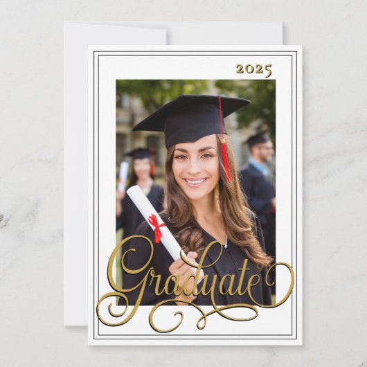 Invitation Photo Elegant Script Graduate Open House (Devant)