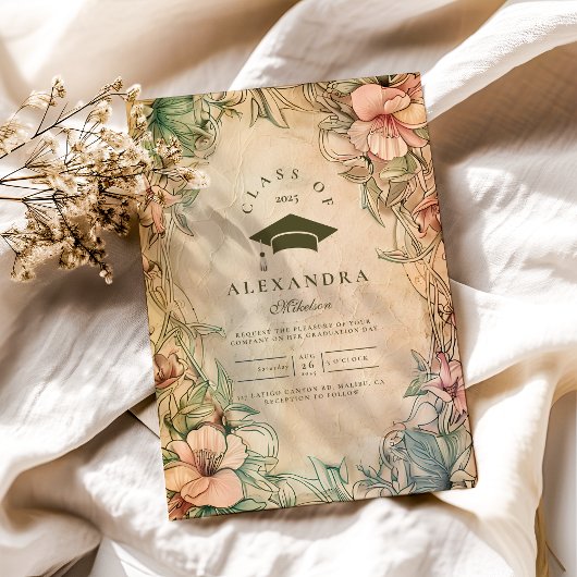 Invitation Photo Elegant Spring Fleur sauvage Graduation Part