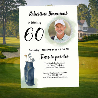 Invitation Photo élégant sur le thème de golf pour 60e annive