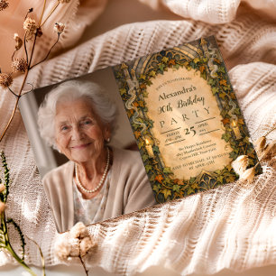 Invitation Photo Élégant Vintage Arche de Lierre 90e Annivers