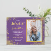 Invitation Photo élégante d'anniversaire à or de partie (Debout devant)