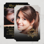 Invitation Photo élégante d'obtention du diplôme de remous de (Devant / Derrière)