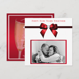 Invitation Photo élégante du 40e anniversaire du Mariage Ruby