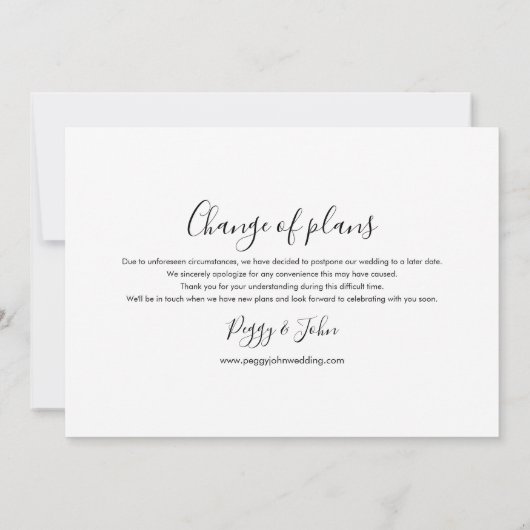 Invitation Photo élégante Modifier la date reportée Annulée (Dos)