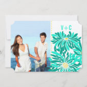 Invitation Photo Emerald Mint Jaune Mariage Floral moderne (Dos)