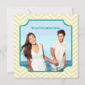 Invitation Photo Emerald Yellow Zig Zag Mariage de typographi (Dos)