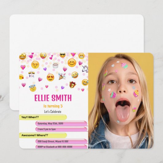 Invitation photo Emoji (Devant / Derrière)