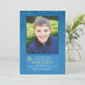 Invitation photo en bleu demi-ton (Debout devant)