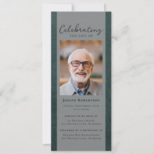 Invitation Photo en cuir vert Funérailles Digital Evite (Devant)