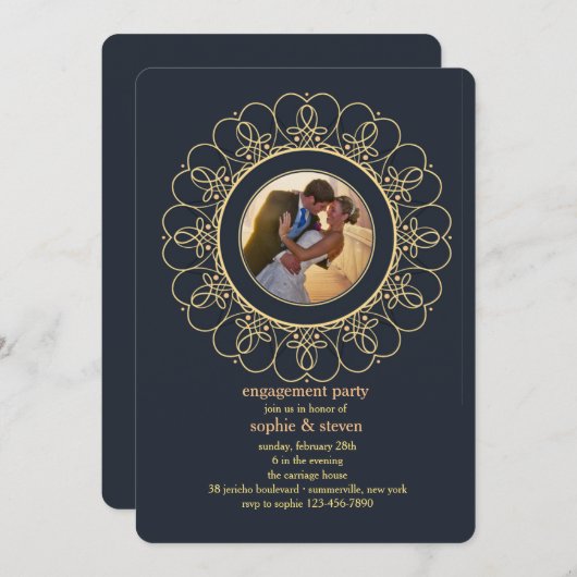 Invitation photo en forme de cœurs en fil rond (Devant / Derrière)