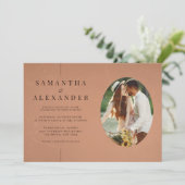 Invitation Photo en ligne Terracotta QR Code Budget Mariage (Debout devant)