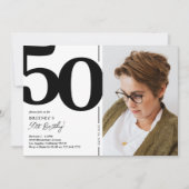 Invitation Photo en noir et blanc Fête des 50 ans (Devant)