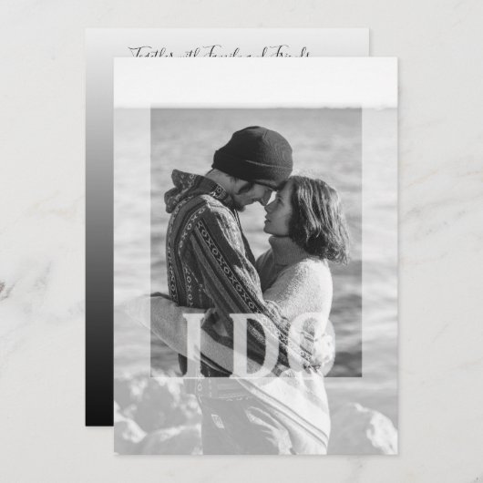 Invitation Photo en noir et blanc I Do, Mariage Invite (Devant / Derrière)