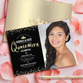 Invitation Photo en or noir Quinceañera Parties scintillant T