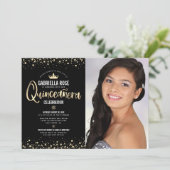 Invitation Photo en or noir Quinceañera Parties scintillant T (Debout devant)