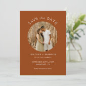 Invitation Photo en terre cuite moderne Enregistrer les dates (Debout devant)