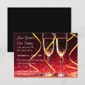 Invitation Photo en verre de Champagne - partie du réveillon (Devant / Derrière)