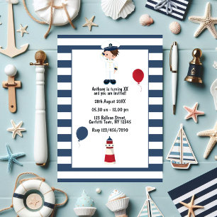 Invitation Photo Enfants Personnalisée Marine Nautique Annive