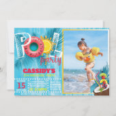 Invitation Photo enfants Pool Party Anniversaire (Devant)