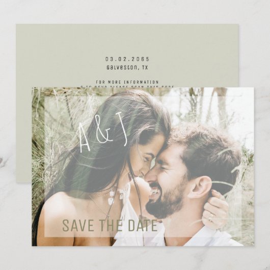 Invitation Photo Enregistrer la date du mariage Site web Code (Devant / Derrière)