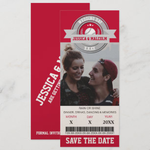 Invitation Photo Enregistrer La Date Mariage Sports Billet