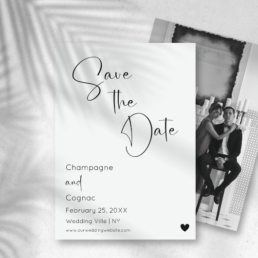 Invitation Photo Enregistrer La Date Modern Script Mariage