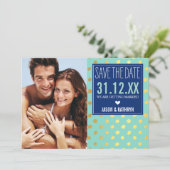 Invitation PHOTO ENREGISTRER LA DATE Pneuka en feuille d'or p (Debout devant)