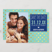 Invitation PHOTO ENREGISTRER LA DATE Pneuka en feuille d'or p (Devant / Derrière)