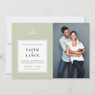 Invitation PHOTO ENREGISTRER LA DATE simple sprig bordure sau