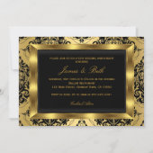 Invitation Photo enrubanné damask or 50 ans de mariage 2 (Dos)