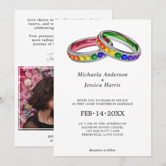 Invitation 🌈 Photo Entrelacée dans la Fierté – Édition Photo (Devant / Derrière)