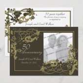 Invitation Photo Espresso Gold (Devant / Derrière)