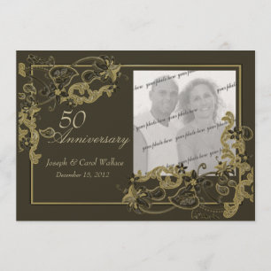 Invitation Photo Espresso Gold