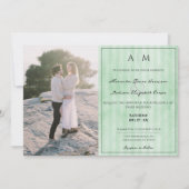Invitation Photo et bandes Vintages | Mariage vert (Devant)