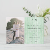 Invitation Photo et bandes Vintages | Mariage vert (Debout devant)