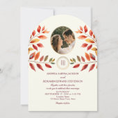 Invitation Photo et code QR pour un mariage d'automne (Devant)