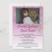 Invitation Photo et Rose en chute Parties scintillant or Swee (Devant)
