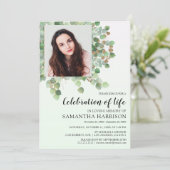 Invitation Photo Eucalyptus Funérailles Célébration de la Vie (Debout devant)