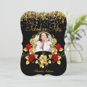 Invitation Photo Fabuleux 50 Parti Rouge Roses Parties scinti (Debout devant)