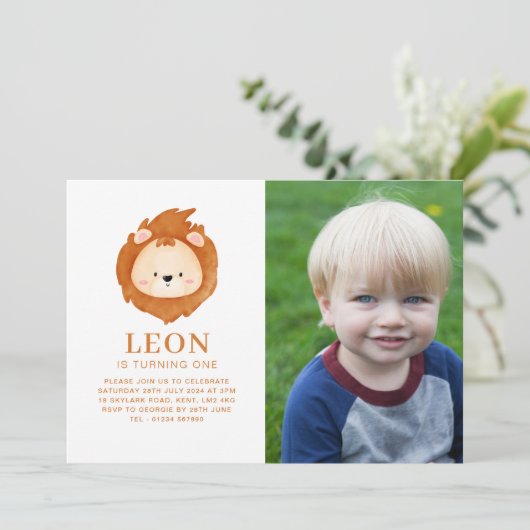 Invitation Photo Face Lion (Debout devant)