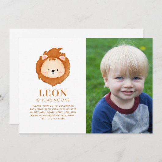 Invitation Photo Face Lion (Devant / Derrière)