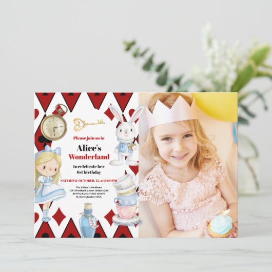 Invitation Photo Fairytale Alice au pays des merveilles Anniv (Debout devant)