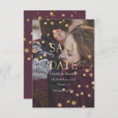 Invitation photo fausse parties scintillant enregistrer la da (Devant / Derrière)