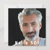 Invitation Photo fête 50e anniversaire bonjour 50 gars noir (Devant)