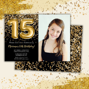 Invitation Photo Fête d'anniversaire de 15 ans pour fille en