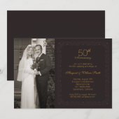 Invitation Photo fête d'anniversaire de mariage de 50 ans Gol (Devant / Derrière)