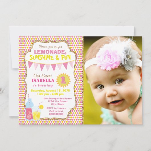 Invitation photo fête d'anniversaire Limonade (Devant)