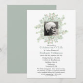 Invitation Photo Fête de la vie funéraire Eucalyptus (Devant / Derrière)